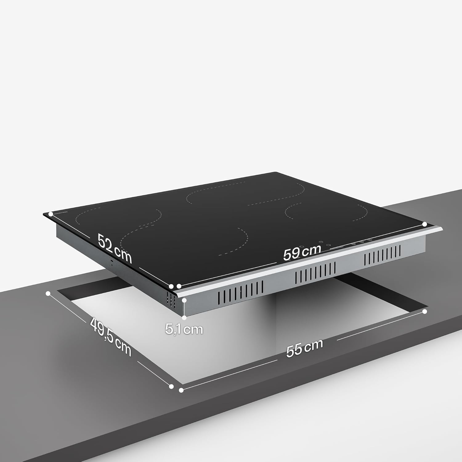 Klarstein Verosteel Glaskeramikkochfeld - 60 cm, 4 Zonen, Touch-Slider, 6600 W, Ovale & Dual-Kochzonen, Timer, Kindersicherung, Restwärmeanzeige, Einbau Elektro Kochfeld