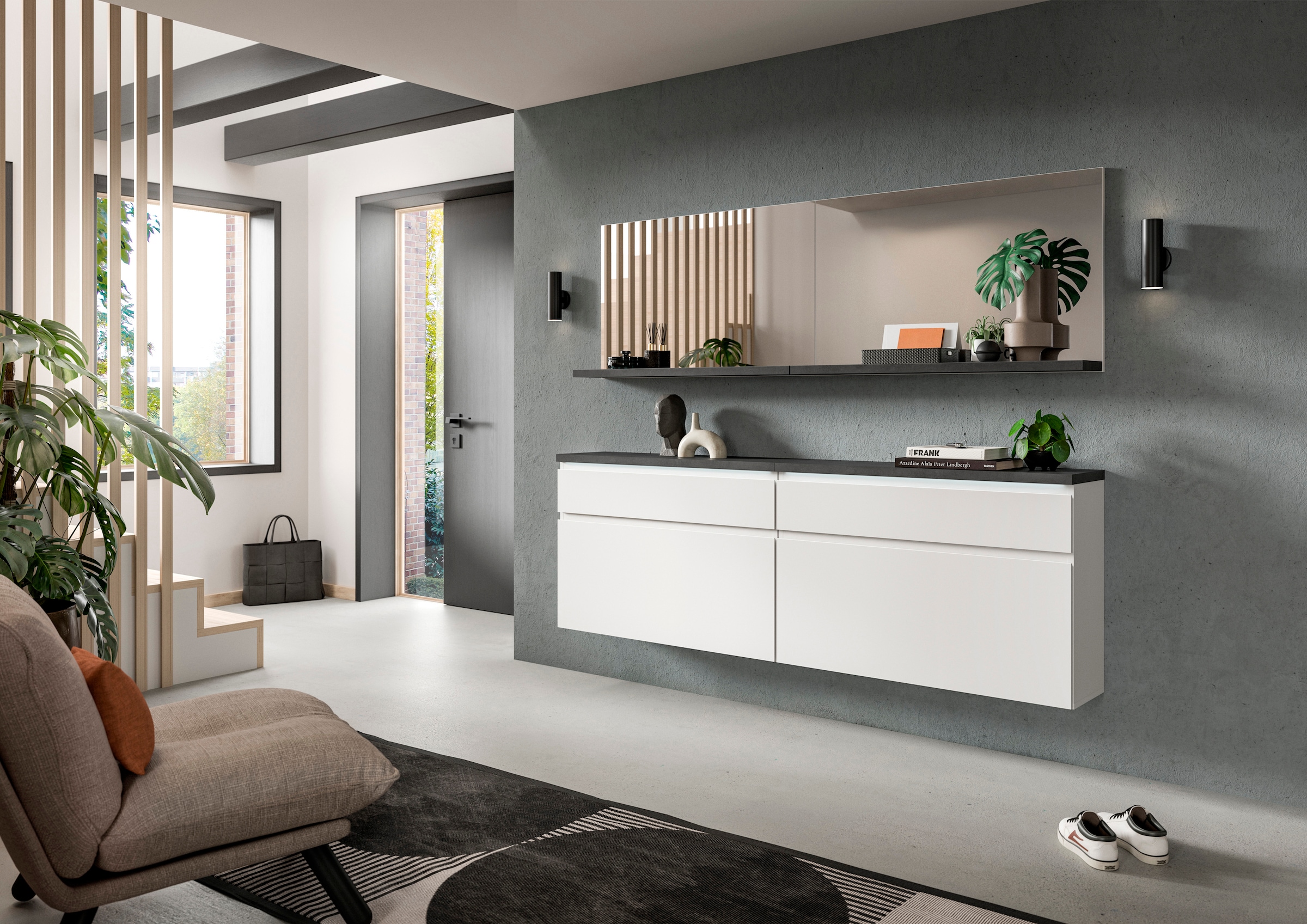 INOSIGN Wandspiegel »Skoskap, Breite 95 cm, 1 Ablageboden, inklusive Wandmontagematerial« Garderobenspiegel, Spiegel, Flurspiegel, Dielenspiegel, Spiegelpaneel