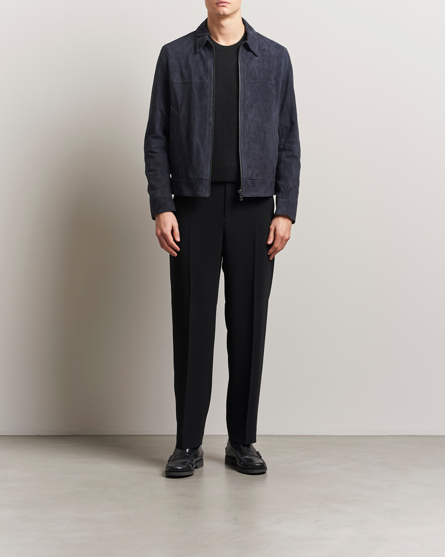 BOSS BLACK Malbano Suede Jacket Dark Blue