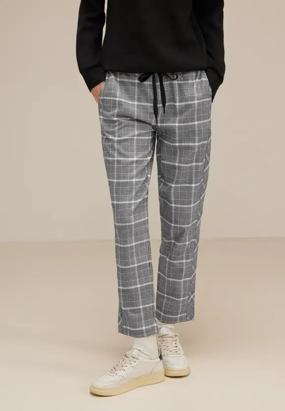 Loose Fit Karohose - pure grey