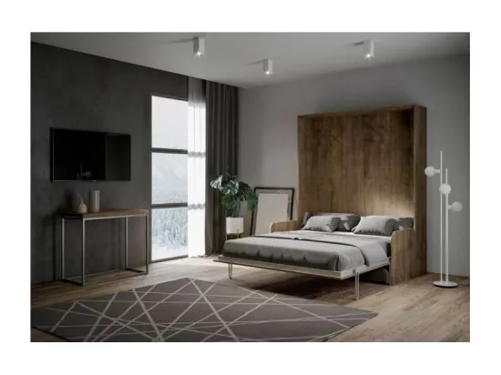 Lit escamotable vertical noyer avec canapé tissu Bounto 120x190 de tissu-Couleur Microfibre 03