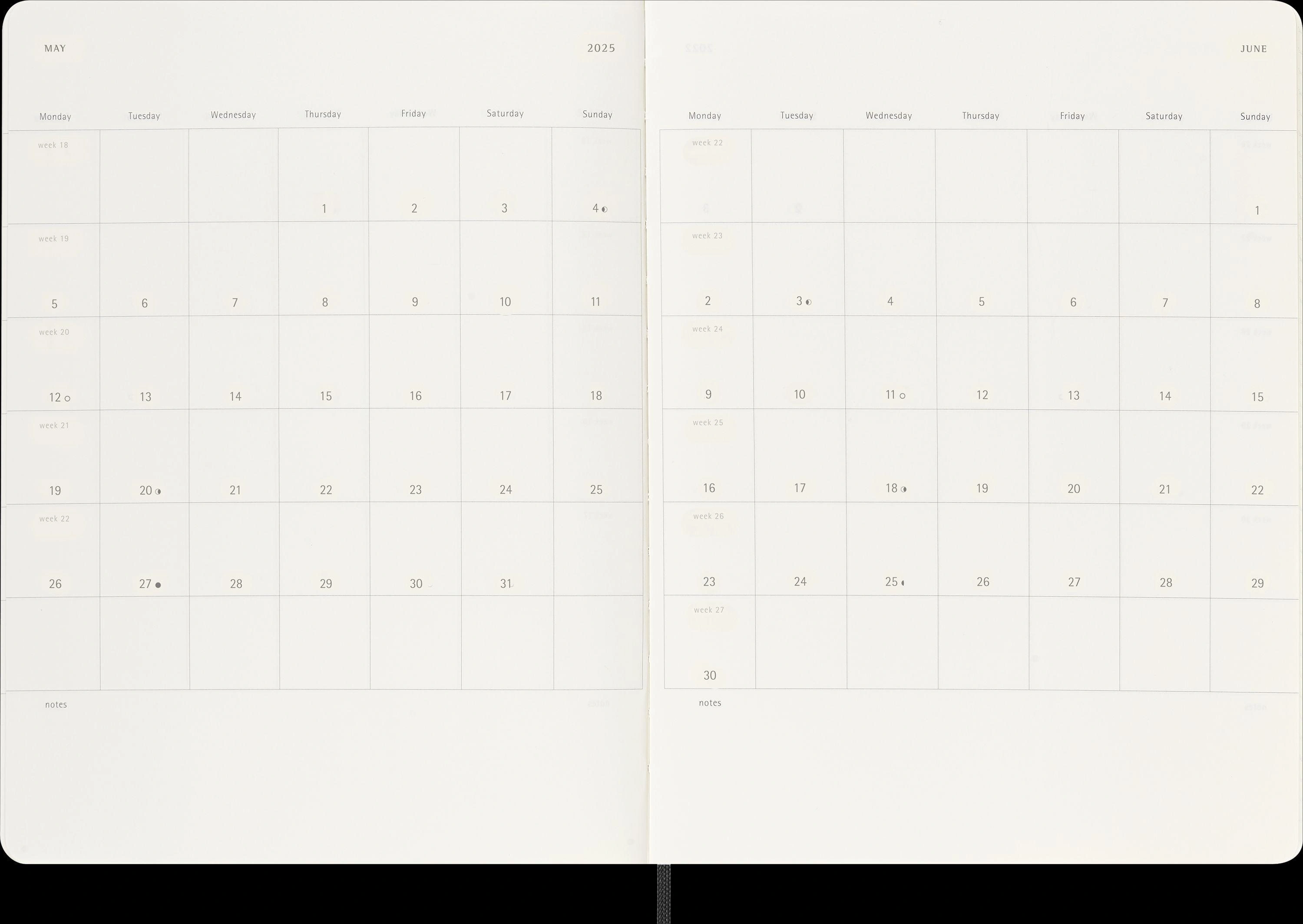Moleskine 12 Monate Wochen Notizkalender 2025, XL