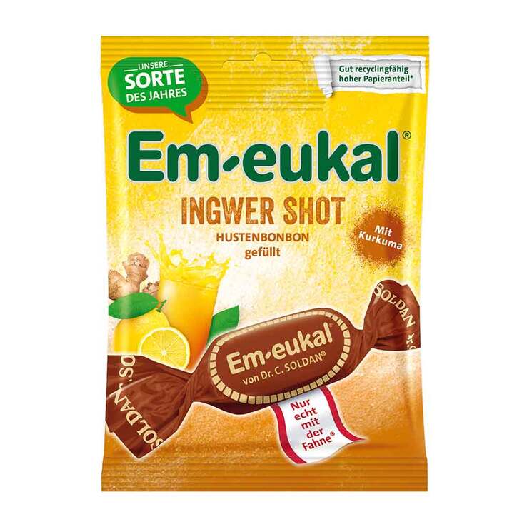 EM Eukal Bonbons Ingwer SHOT gefüllt zuckerhaltig, 75 g