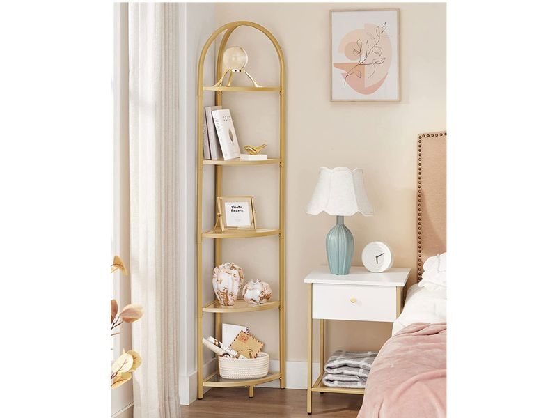VASAGLE Regal Gold Eckregal mit 5 Ebenen