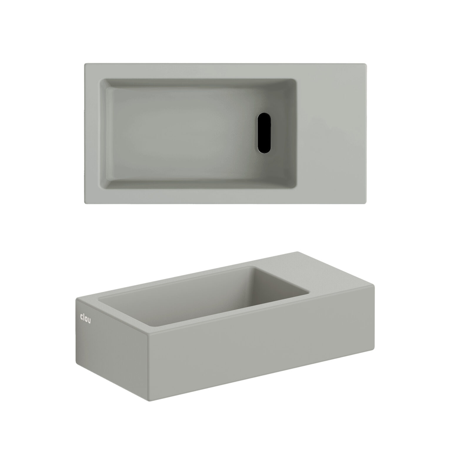 Clou Flush 3 keramische fontein 36cm zonder kraangat rechts grijs mat