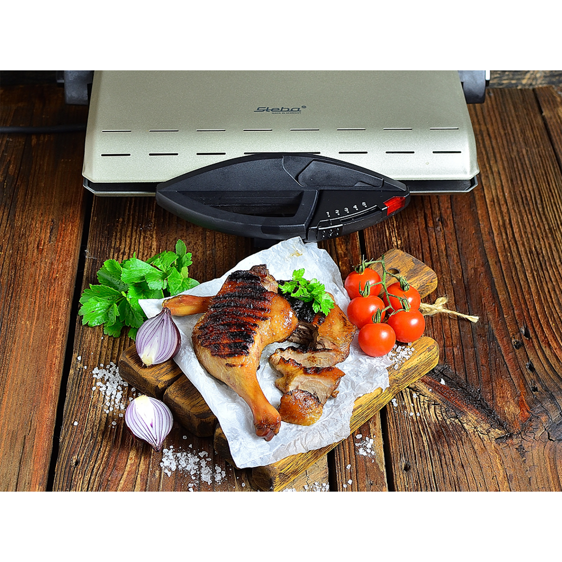 STEBA Kontaktgrill - champagner-metallic - stufenlose Temperaturregelung