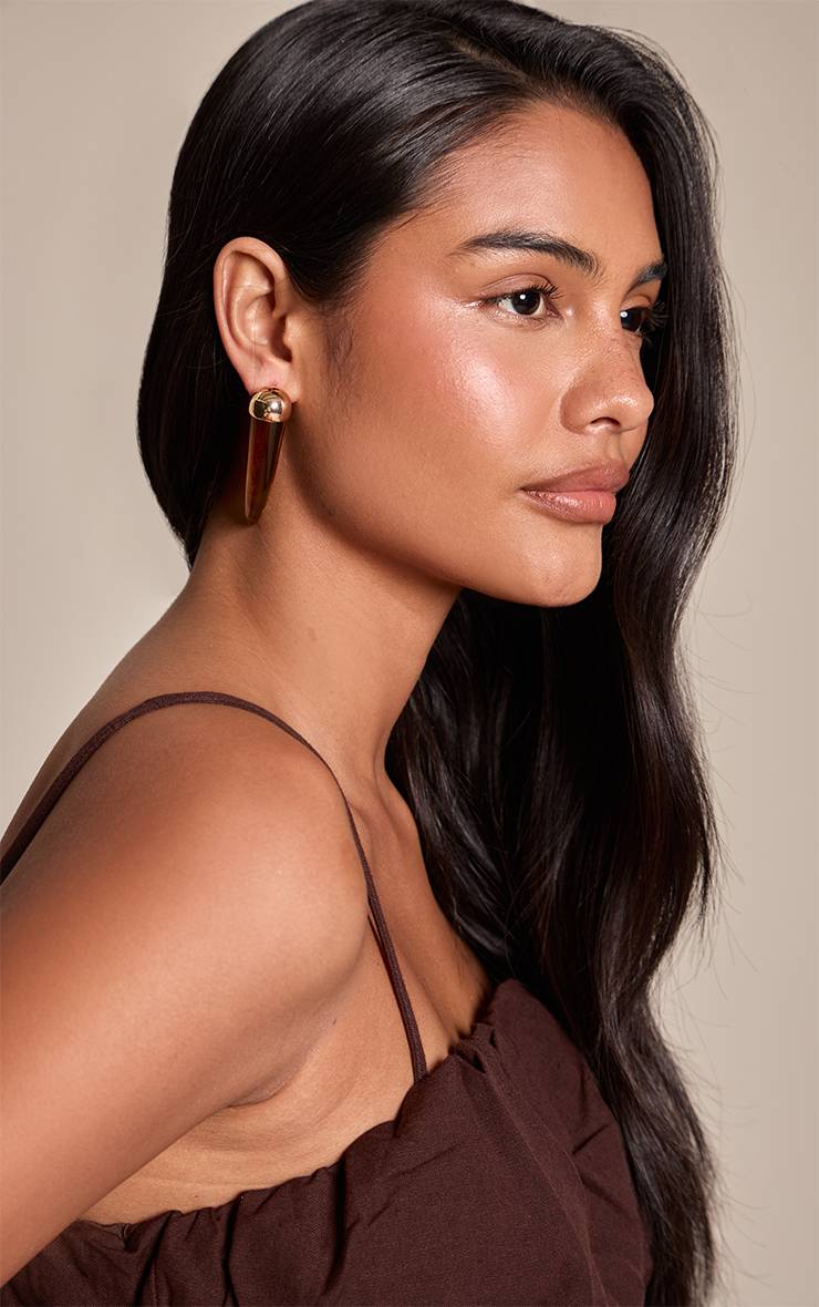 Doré Boucles D'oreilles Clous Pointus En Résine Écaille De Tortue