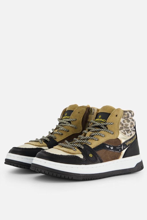 Vingino Maxime Mid Sneakers zwart Leer