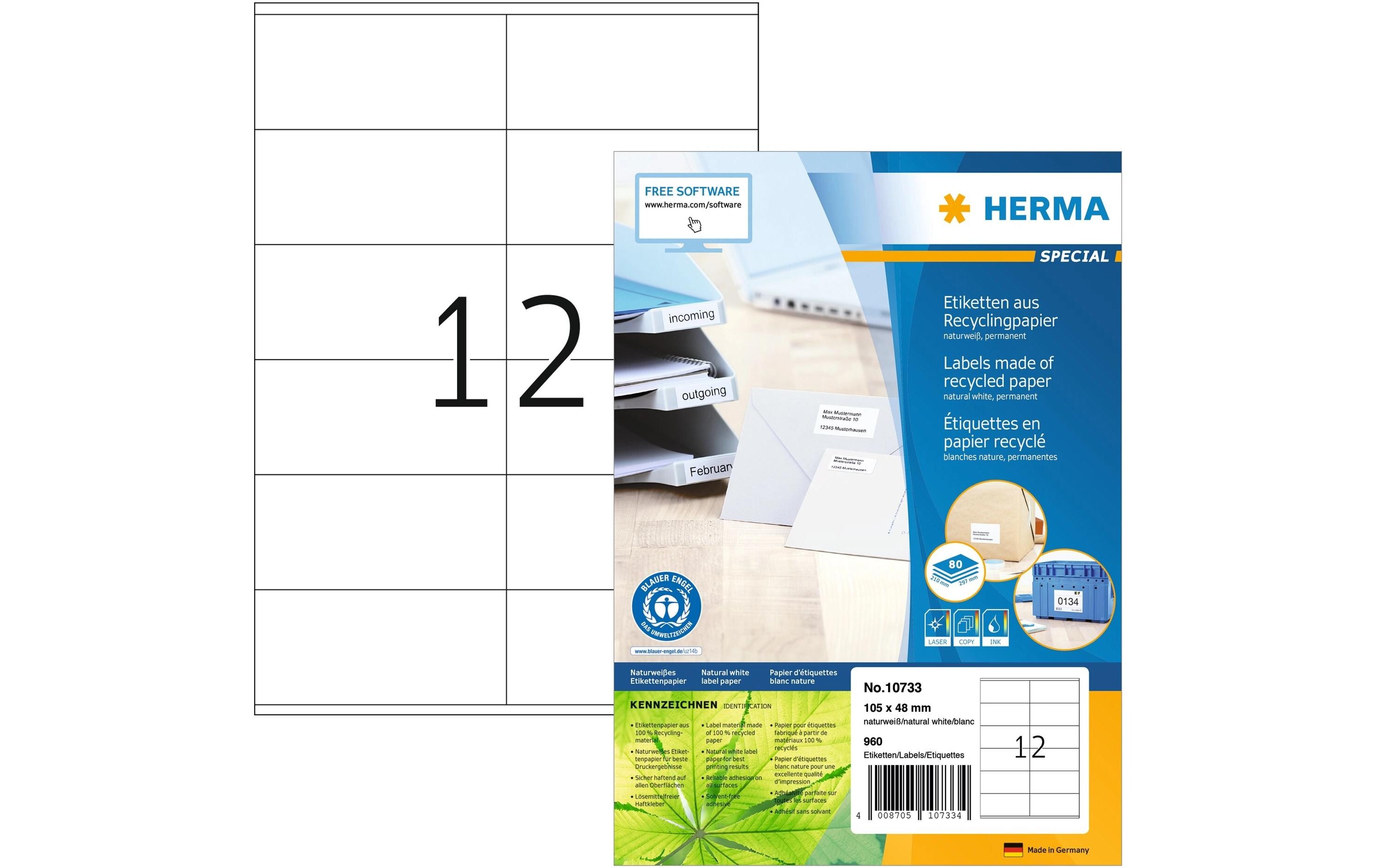 Universal-Etiketten 105 x 48 mm, 80 BlattUmweltfreundliche Etiketten