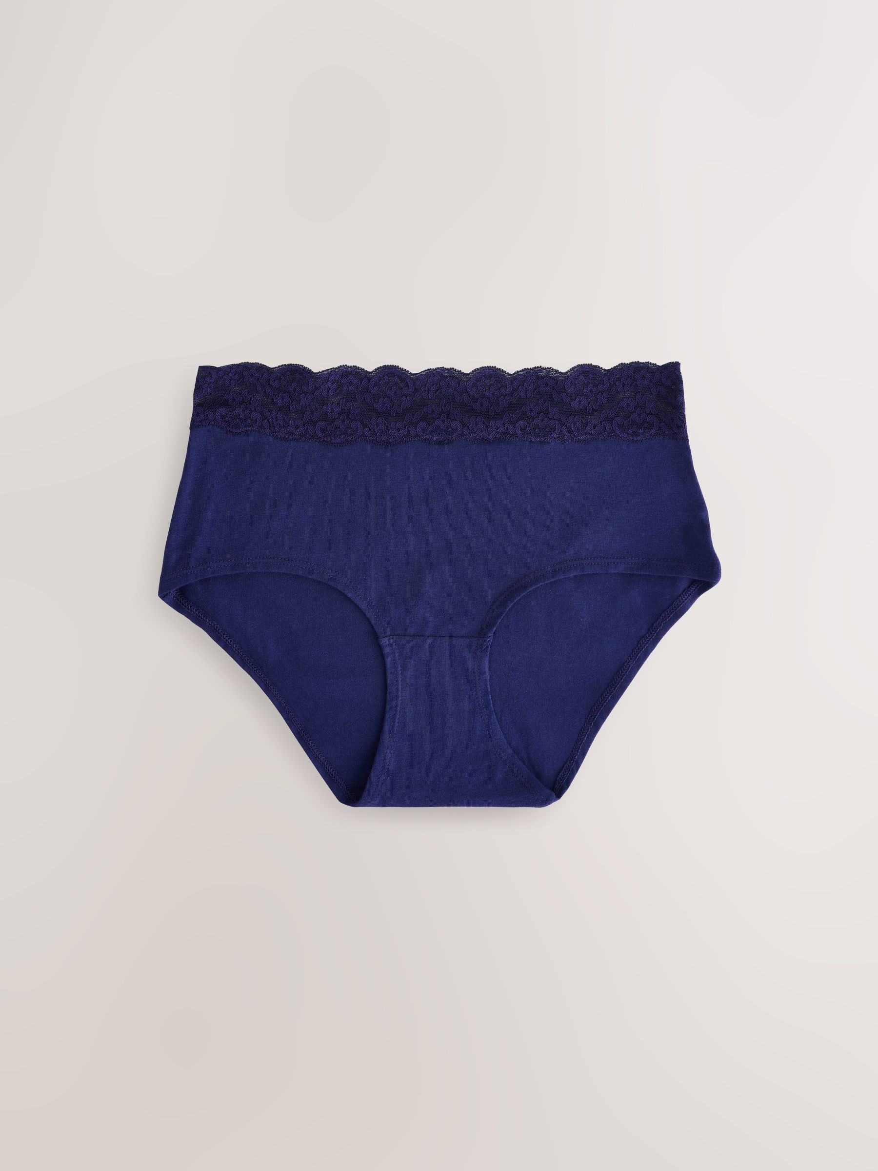 Marineblauw met paisleymotief - Katoenen kanten slipjes 4 stuks