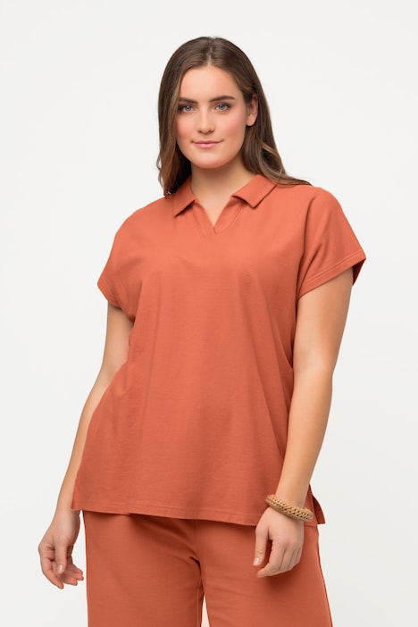 Poloshirt, Oversized, Polokragen, Halbarm, Biobaumwolle