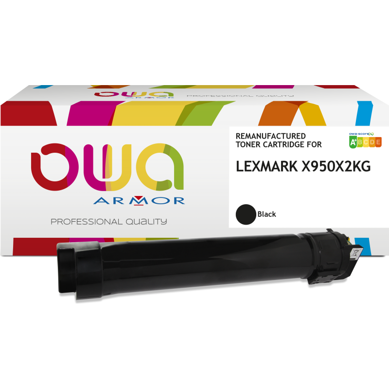 Toner remanufacturé OWA - standard - Noir - pour LEXMARK X950X2KG