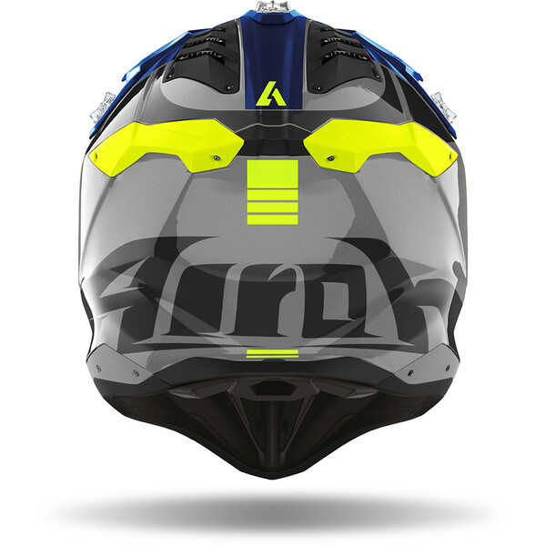 Airoh - Casque Aviator 3 Push Gris brillant / Bleu / Jaune