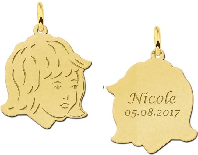 Gouden meisjes kinderkopje met achterkant gravure Names4ever