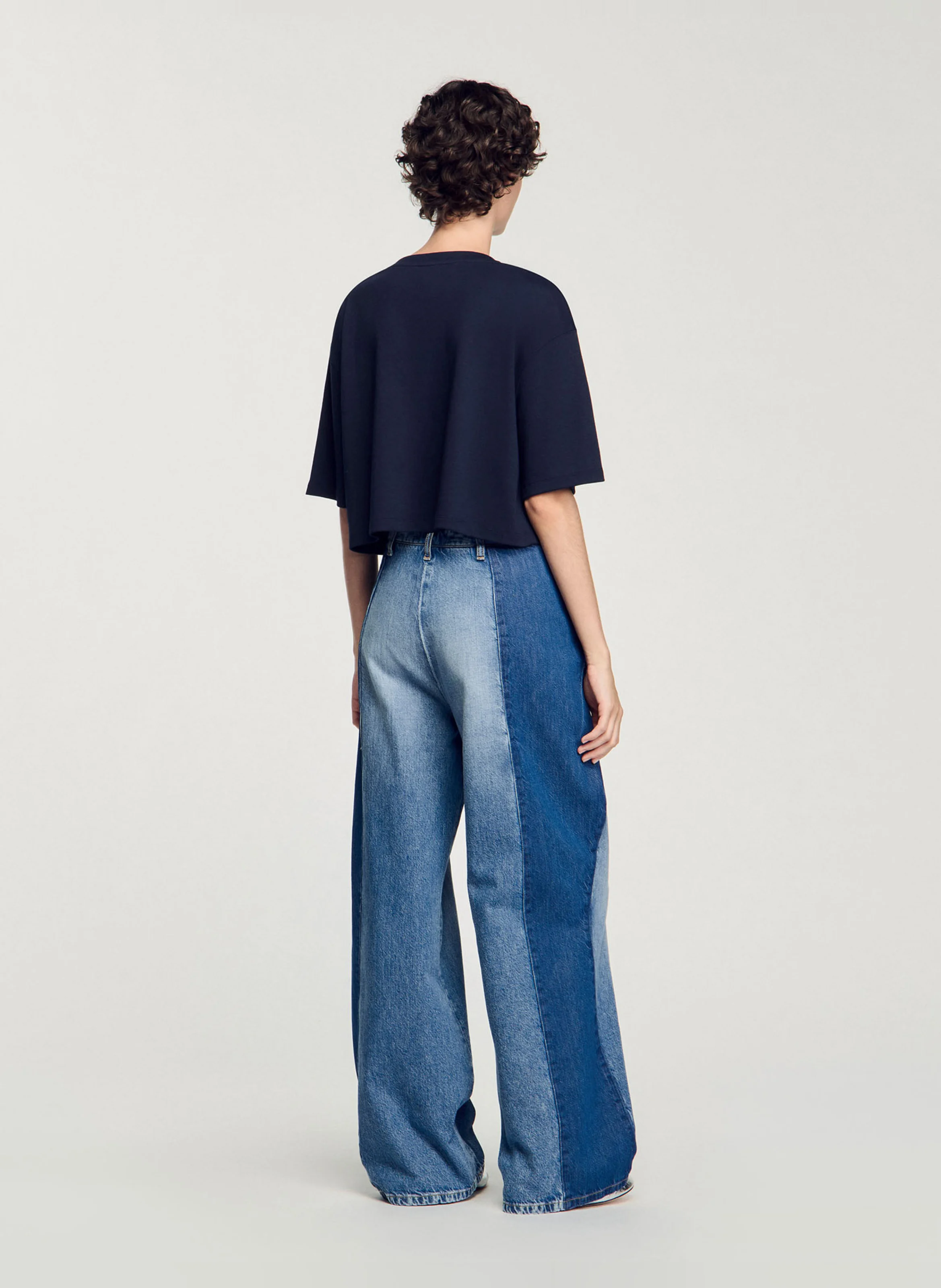 Tee-shirt perlés en coton mélangé | Bleu