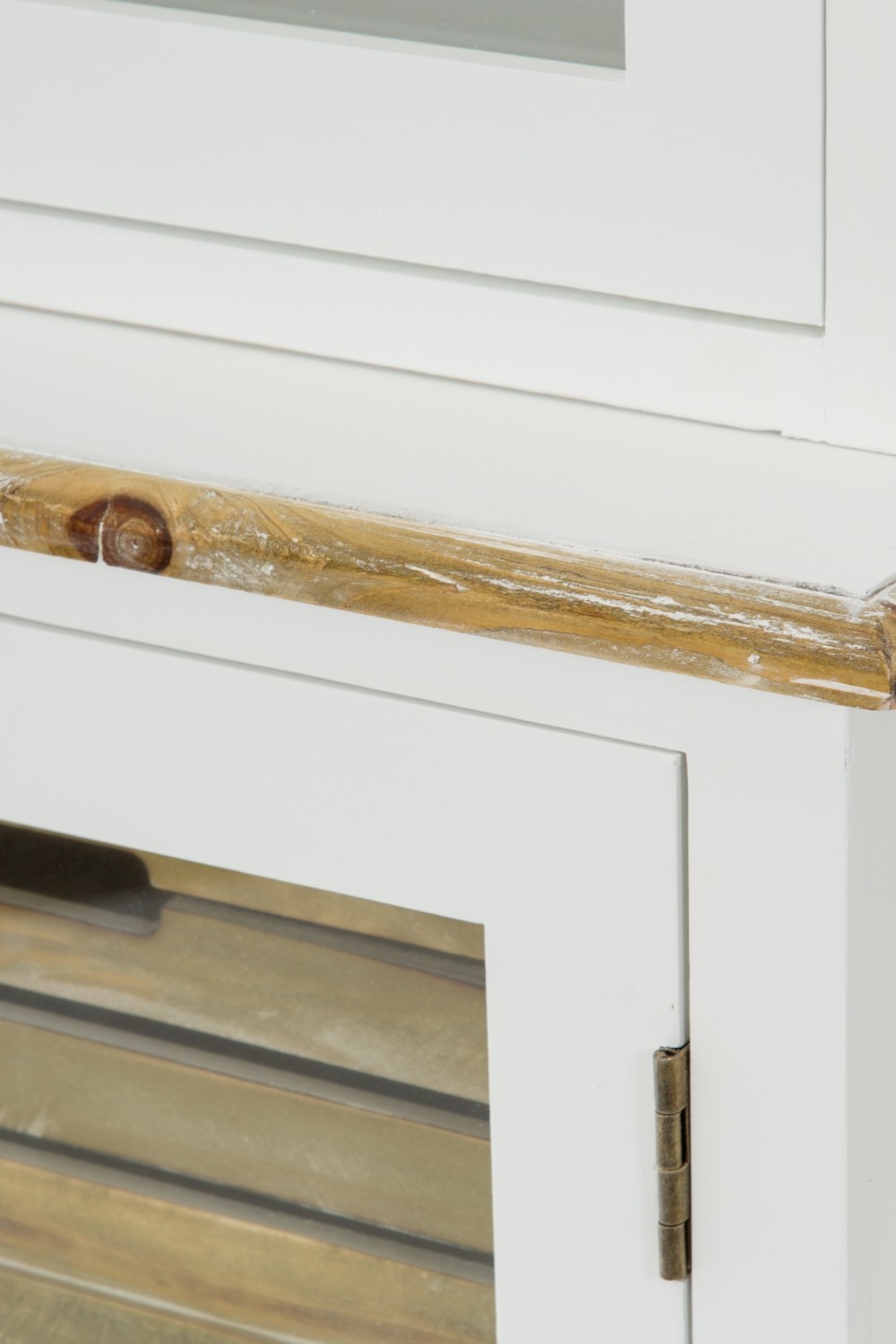 Vitrine PROVENCE - antik weiß - mit Körben - 200 cm
