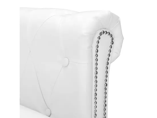 Canapé Chesterfield en forme de L cuir synthétique blanc