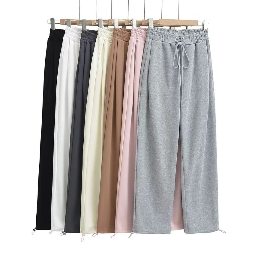 Asiris - Hoge taille effen losse wijde joggingbroek