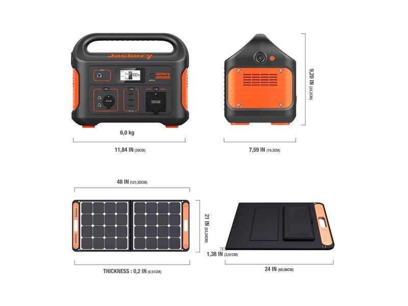Jackery Power Station Kit Explorer 500   SolarSaga 100 W, 5 Mobiler Stromspeicher und Stromgenerator mit 230 V Schuko Steckdose inkl. einem Solarpanel, Solar Generator