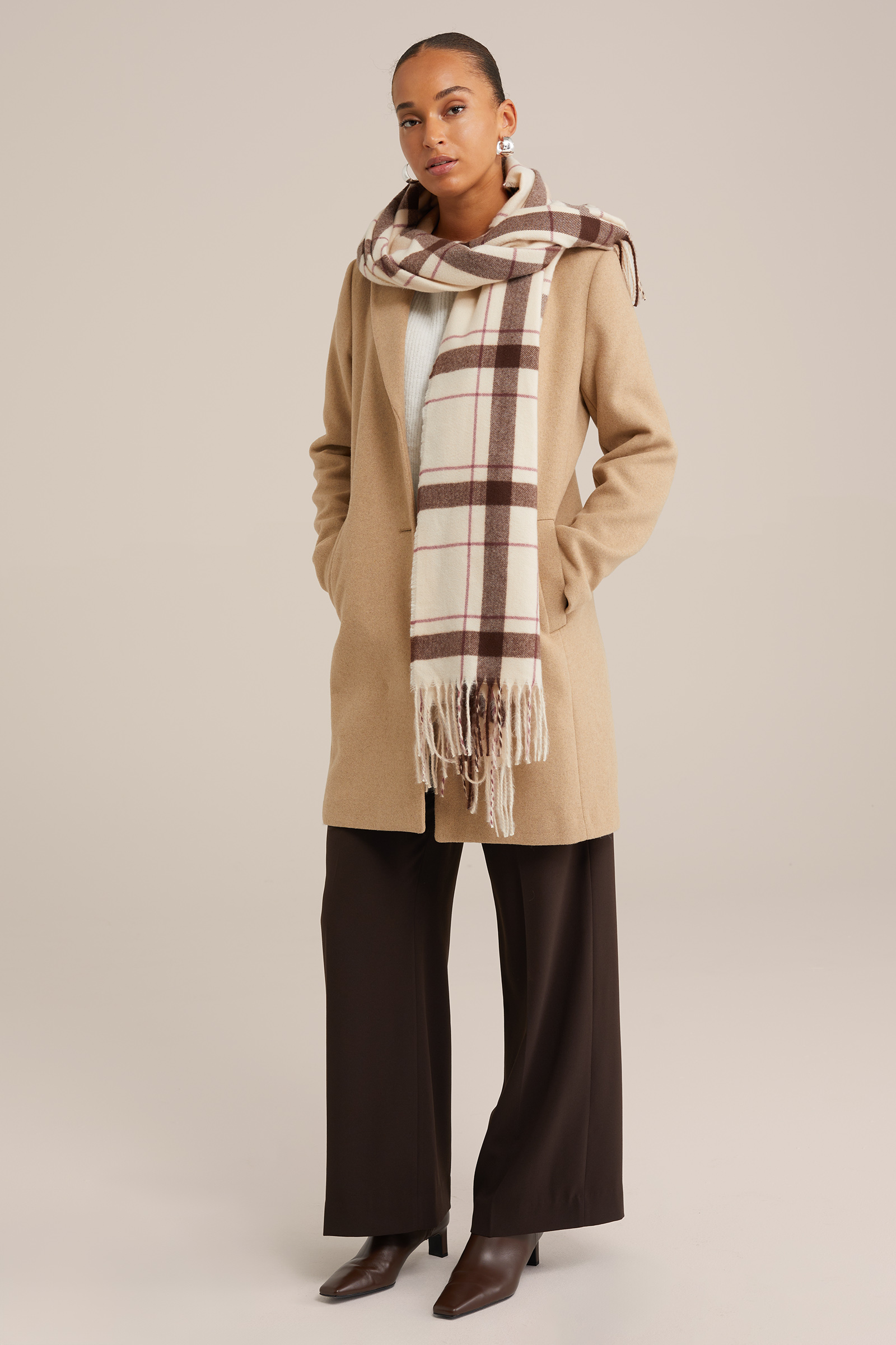 sjaal met dessin WE Fashion Wit