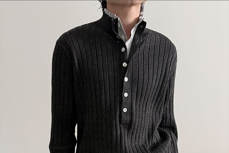 Nahagin - Henley effen geribbeld vest