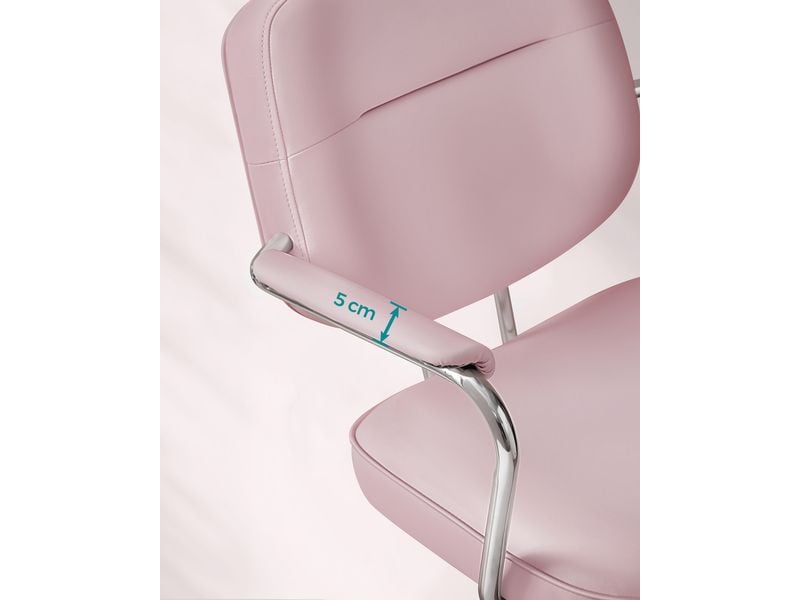 Songmics Bürostuhl mit Polsterrücken und Armlehnen, Rosa Drehstuhl mit gebogenem Sitz