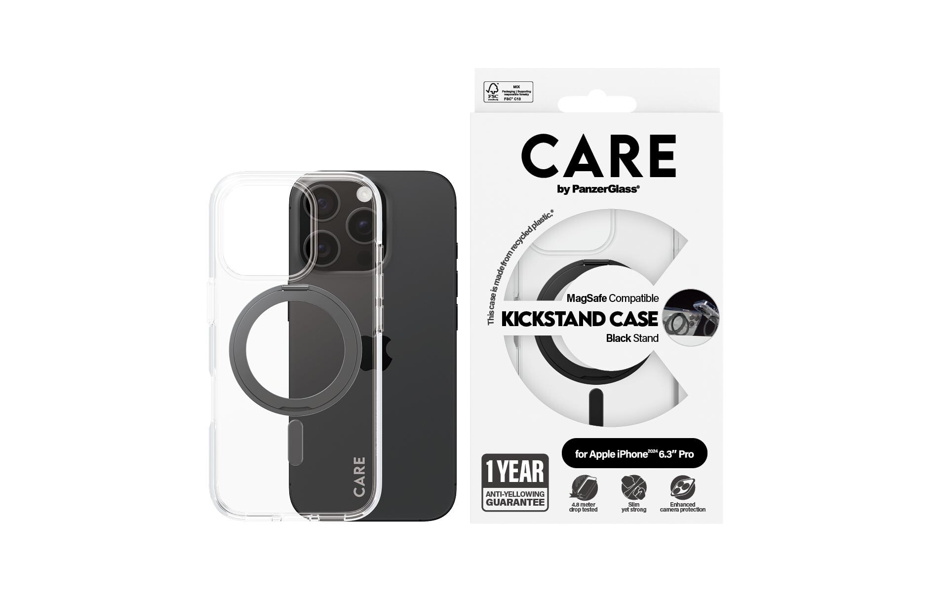 Back Cover Feature Kickstand iPhone 16 Pro SchwarzSchutzhülle für das Apple iPhone 16 Pro