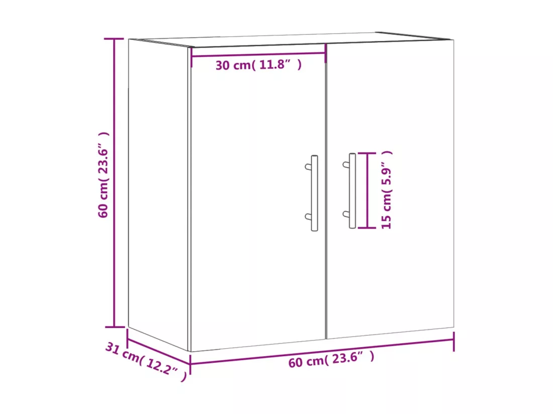 Armoire murale chêne marron 60x31x60 cm bois d'ingénierie