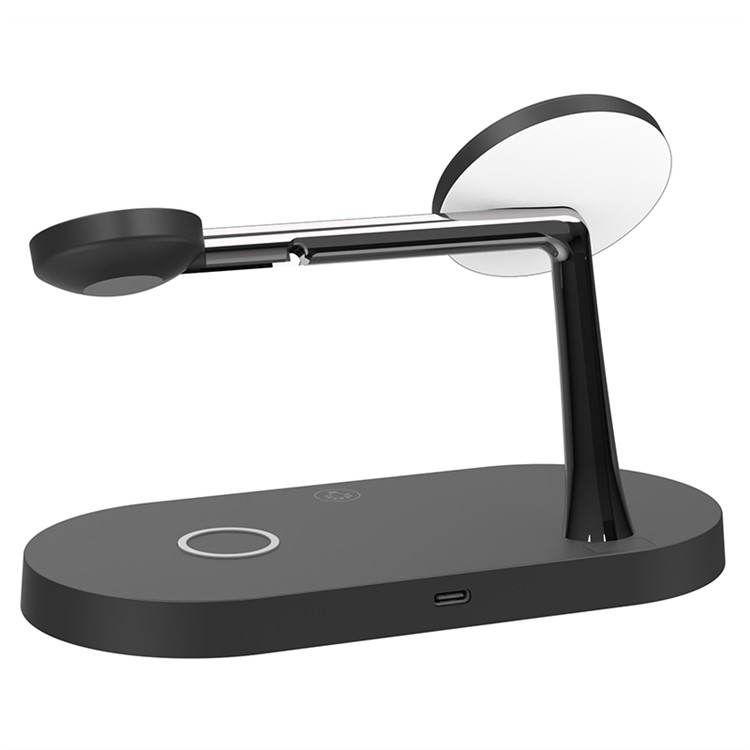 (15W) 3in1 Magnetisches Ladegerät Qi Wireless Charger Ladestation für Apple iPhone / Airpods / Apple Watch mit LED Nachtlicht - Schwarz