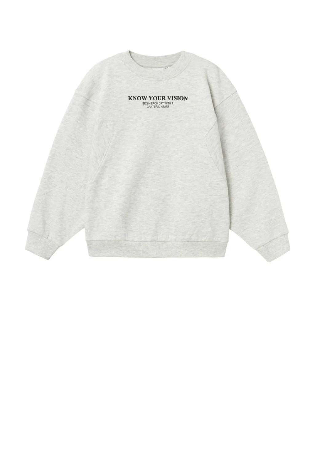 NAME IT sweater NKFNAKONN met tekst lichtgrijs melange