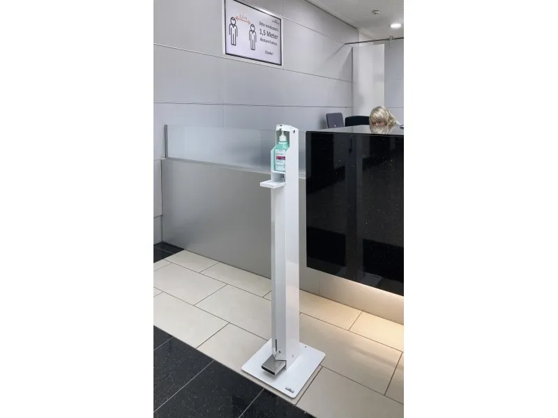 DURABLE desinfektionsmiddeldispenser med fodpedalfod, hvid