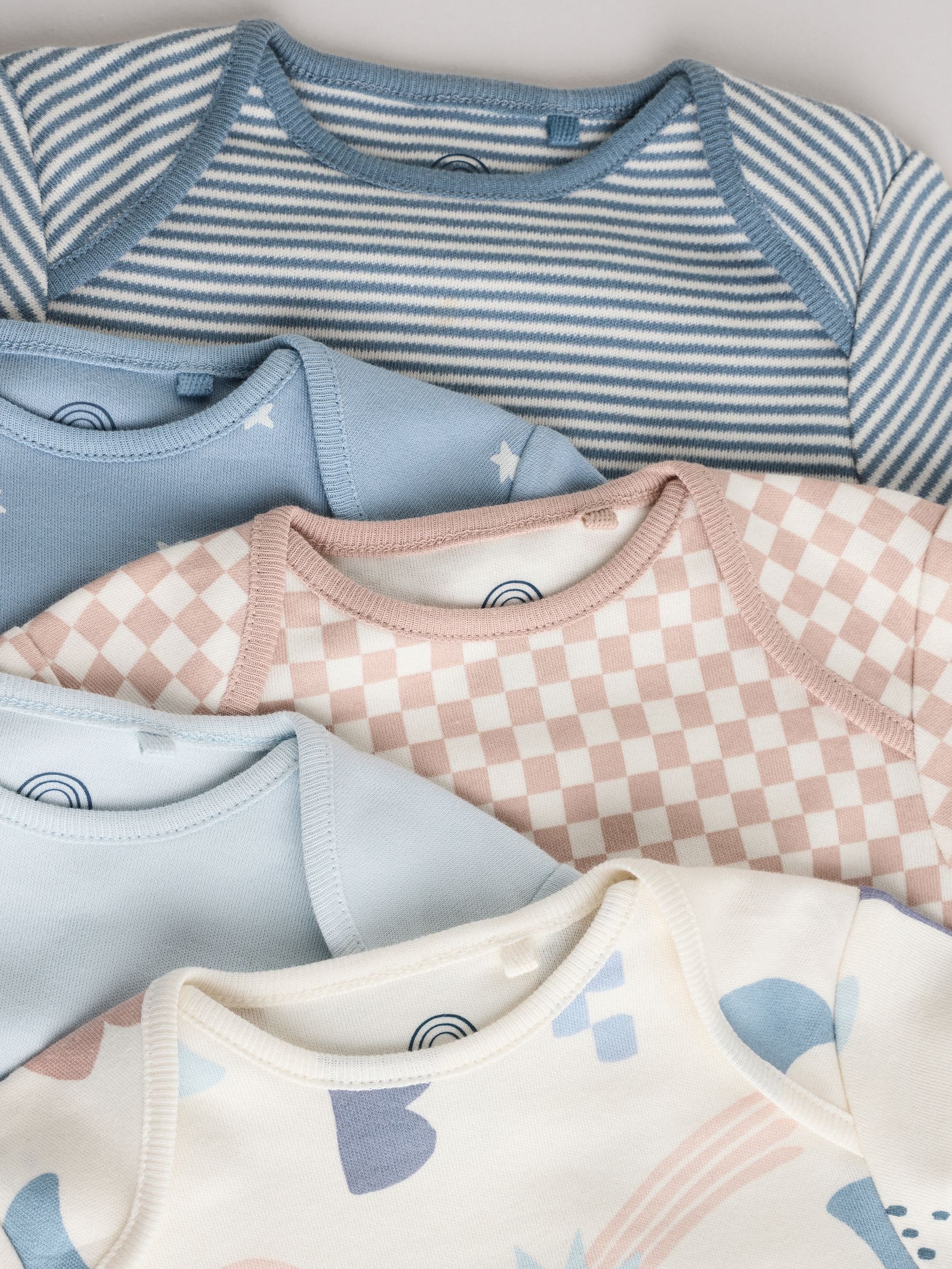 Blauw - Set van 5 rompers met lange mouwen