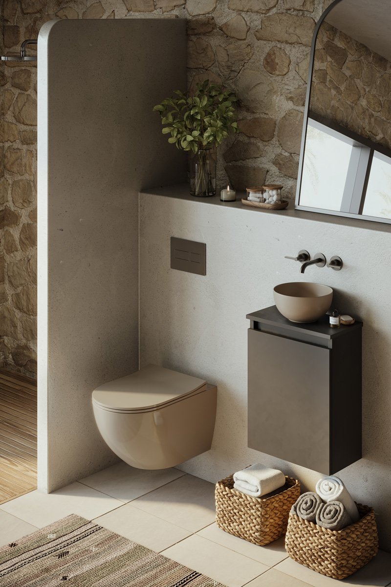 Saniclear Micro waskom voor toilet 23cm taupe