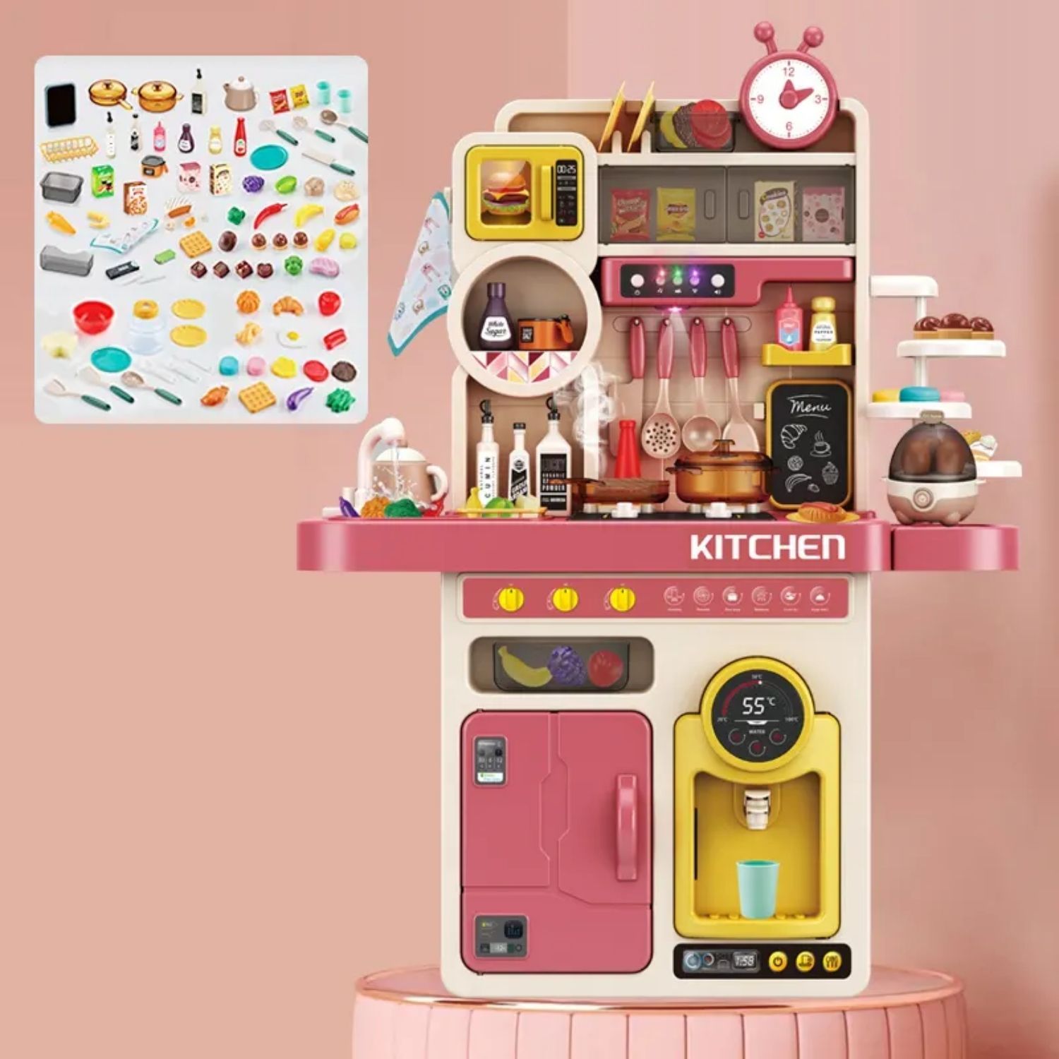 Coemo Kinderküche Tony Spielküche ROSA mit viel Zubehör