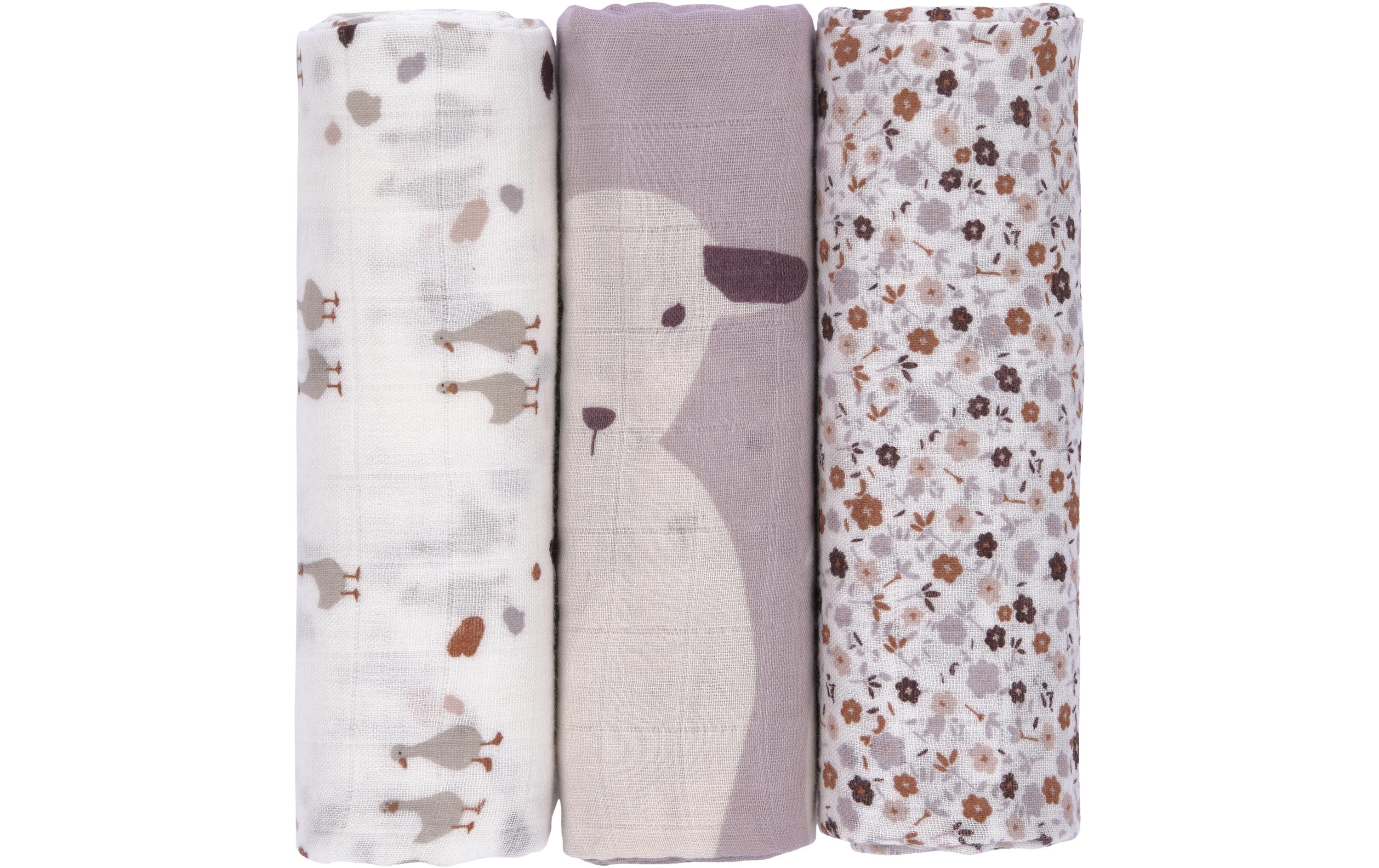 Mulltuch 3er Set 80 x 80 cm Tiny Farmer FlowersMulltücher Heavenly Soft Swaddle L