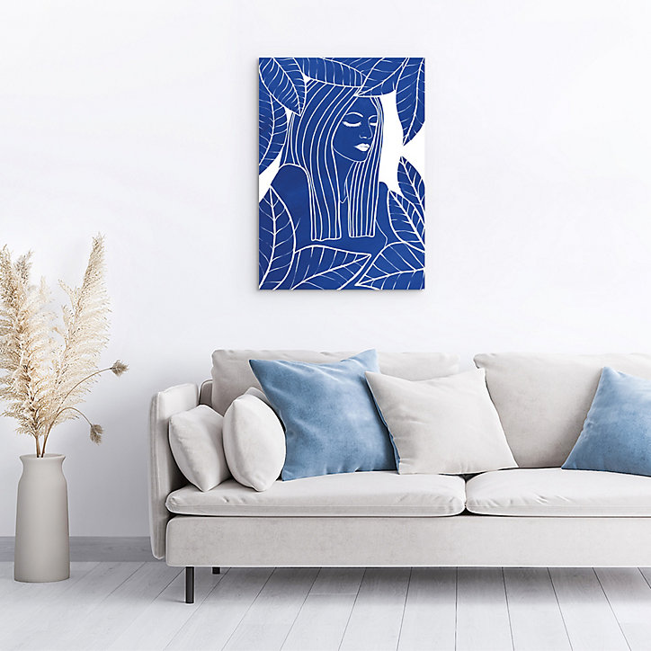 Toile femme bleu bleu Dada Art l.50 x H.70 cm