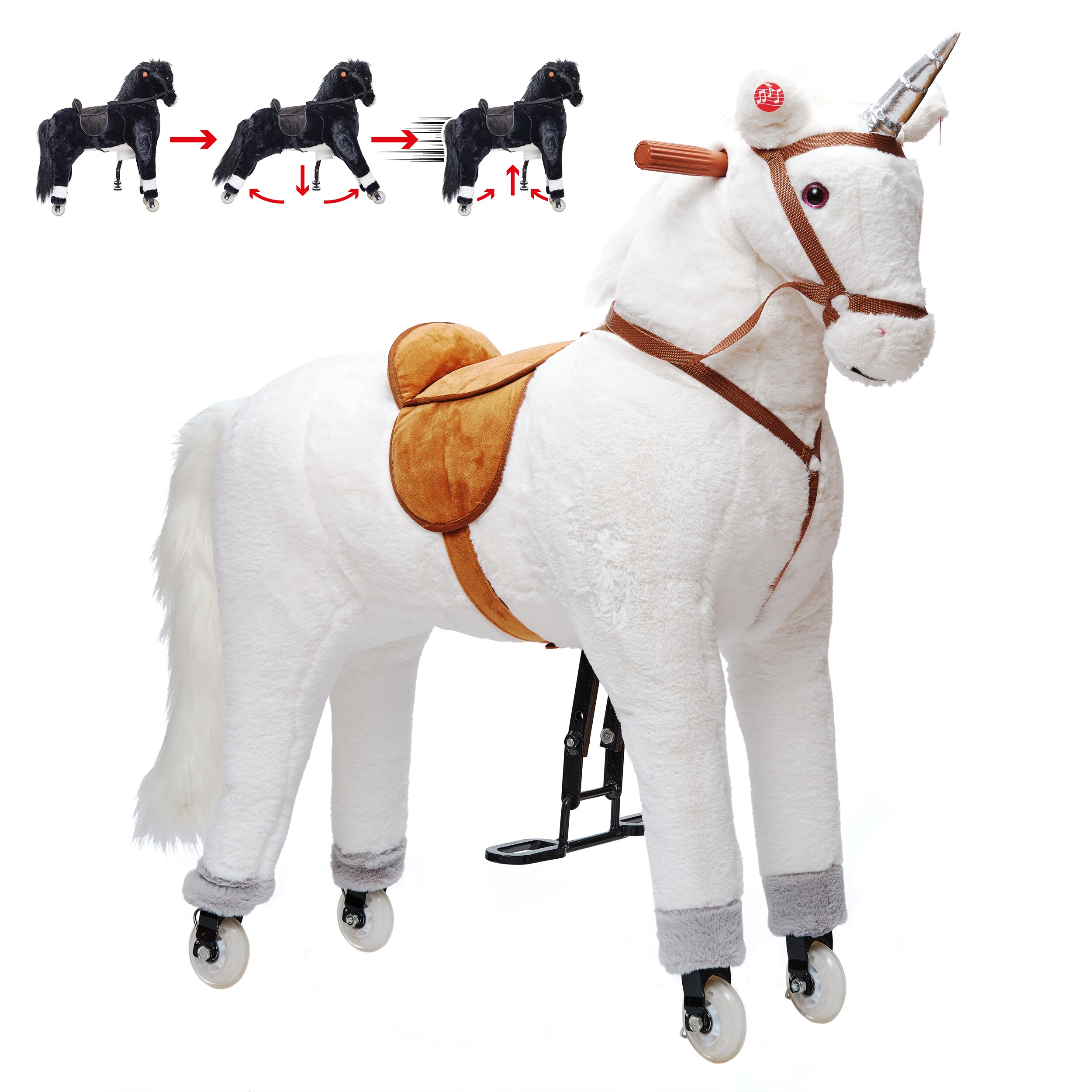 Pink Papaya Reitpferd auf Rollen Estrella - 90 cm