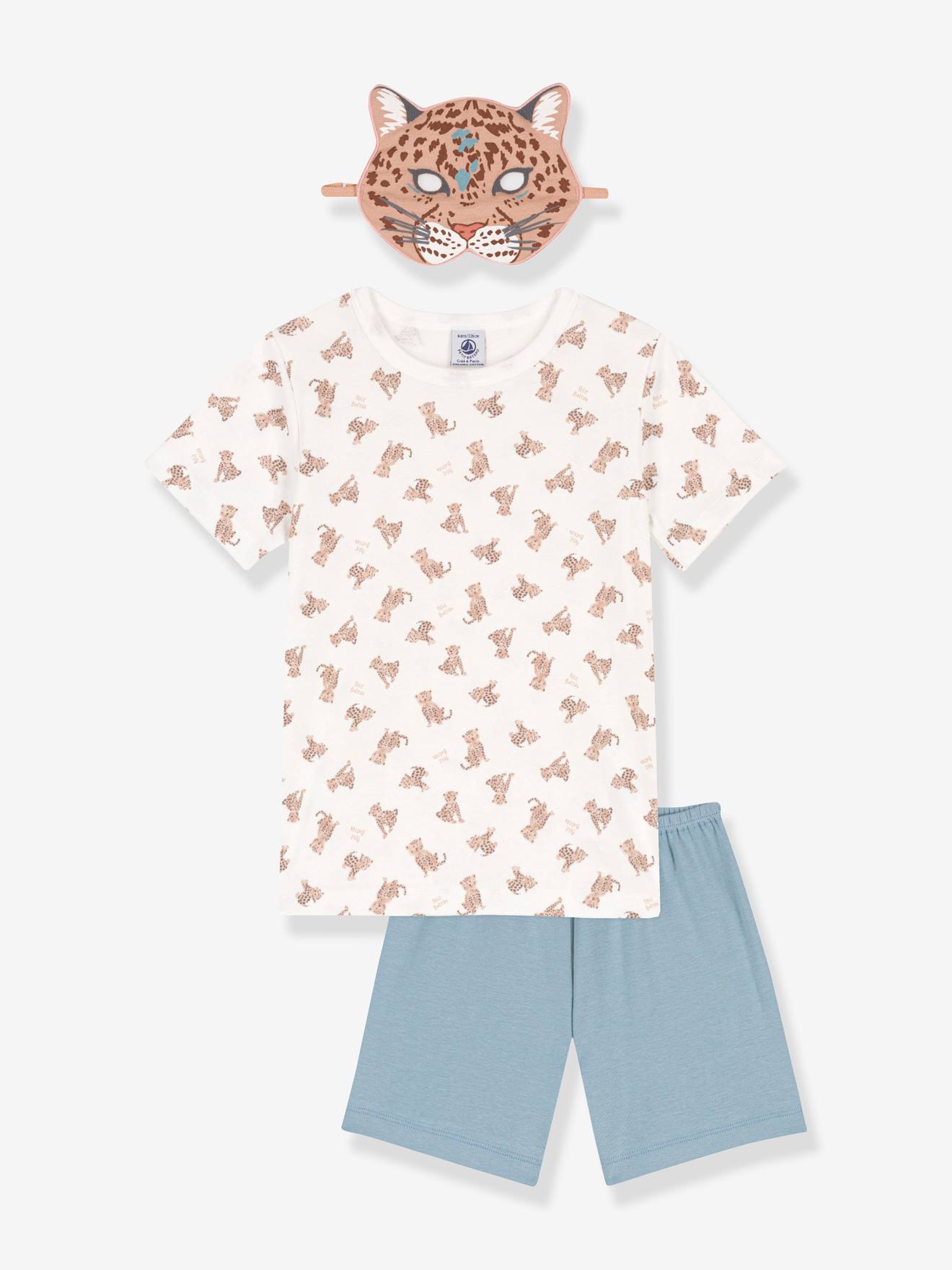 Conjunto de pijama: estampa de leopardo + máscara PETIT BATEAU branca