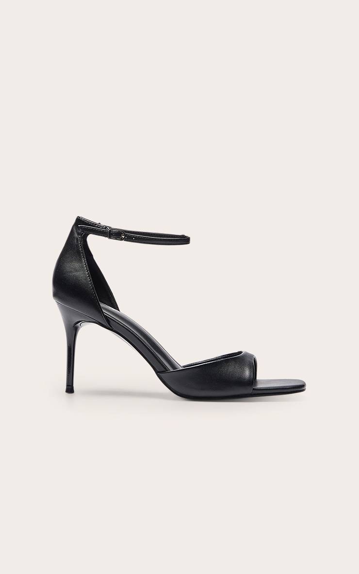 Noir Délavé Sandales À Talons Minimalistes À Bout Carré Imprimé Synthétique