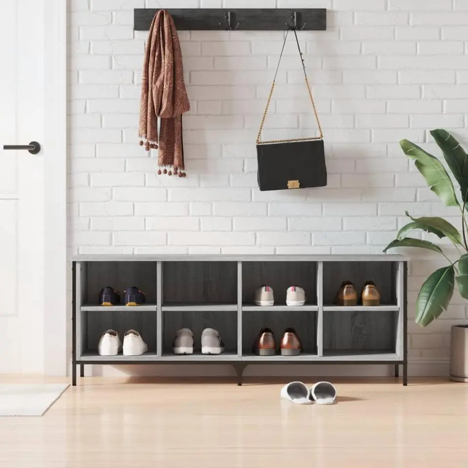 vidaXL - Schoenenkast 8 paar met 8 vakken - Grijs sonoma eiken - 131x35x50 cm