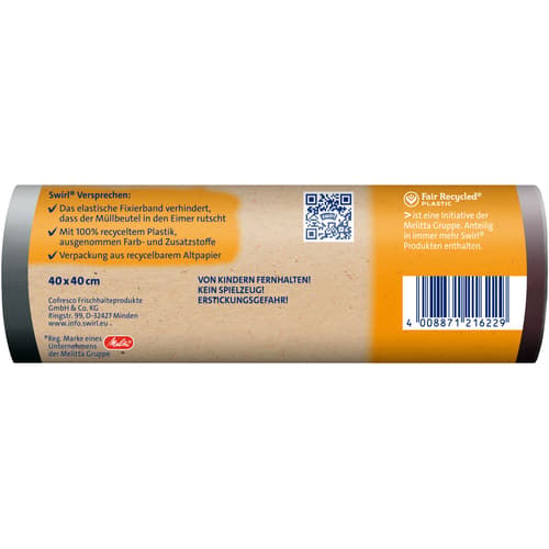 Swirl 10 l Fixierband-Müllbeutel Reißfest & Dicht