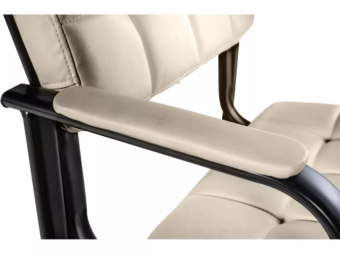 Chaise gondole - Similicuir & Métal noir mat - Crème - Canada B