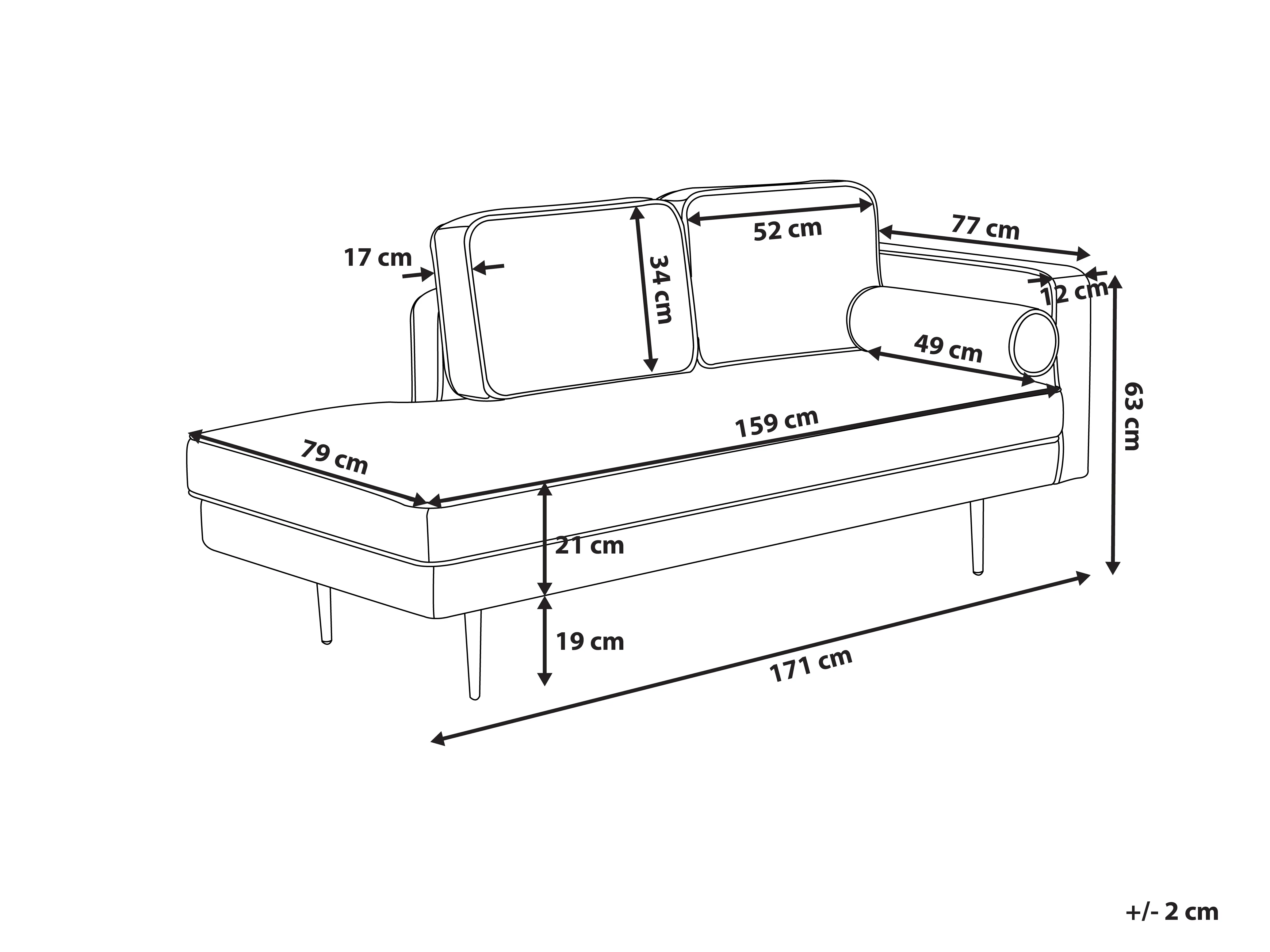 Rechtszijdige chaise longue MIRAMAS Fluweel Roze