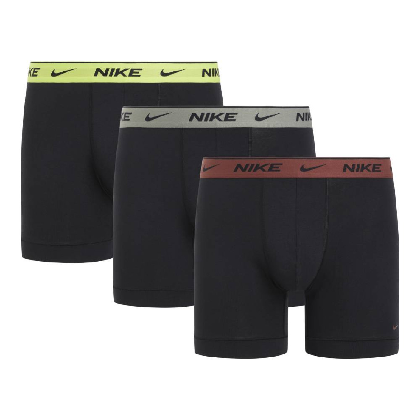 Nike Everyday Cotton Boxershort Brief 3-Pack Zwart Brons Grijs Geel