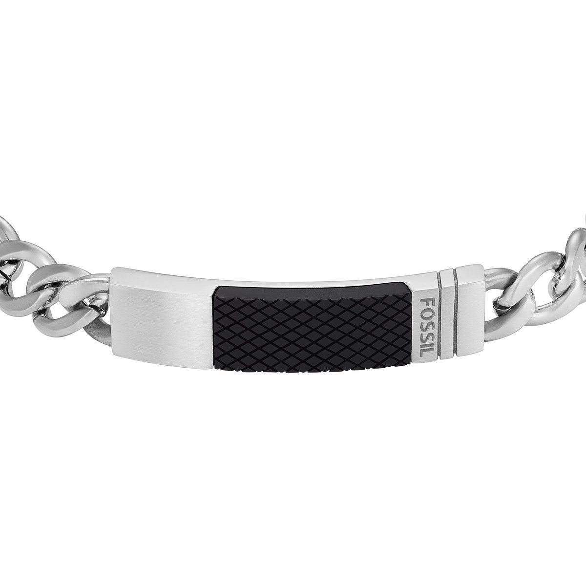 Bracelet FOSSIL acier inoxydable résine noire 20,5 cm