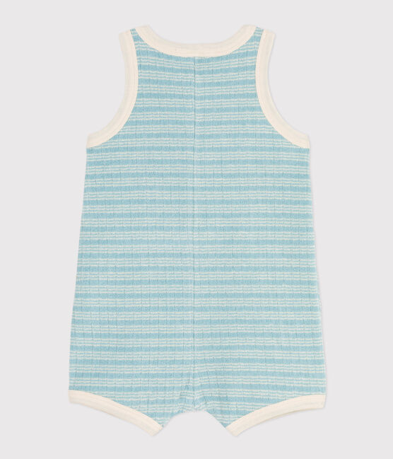 Combinaison courte bébé en bouclette éponge rayée