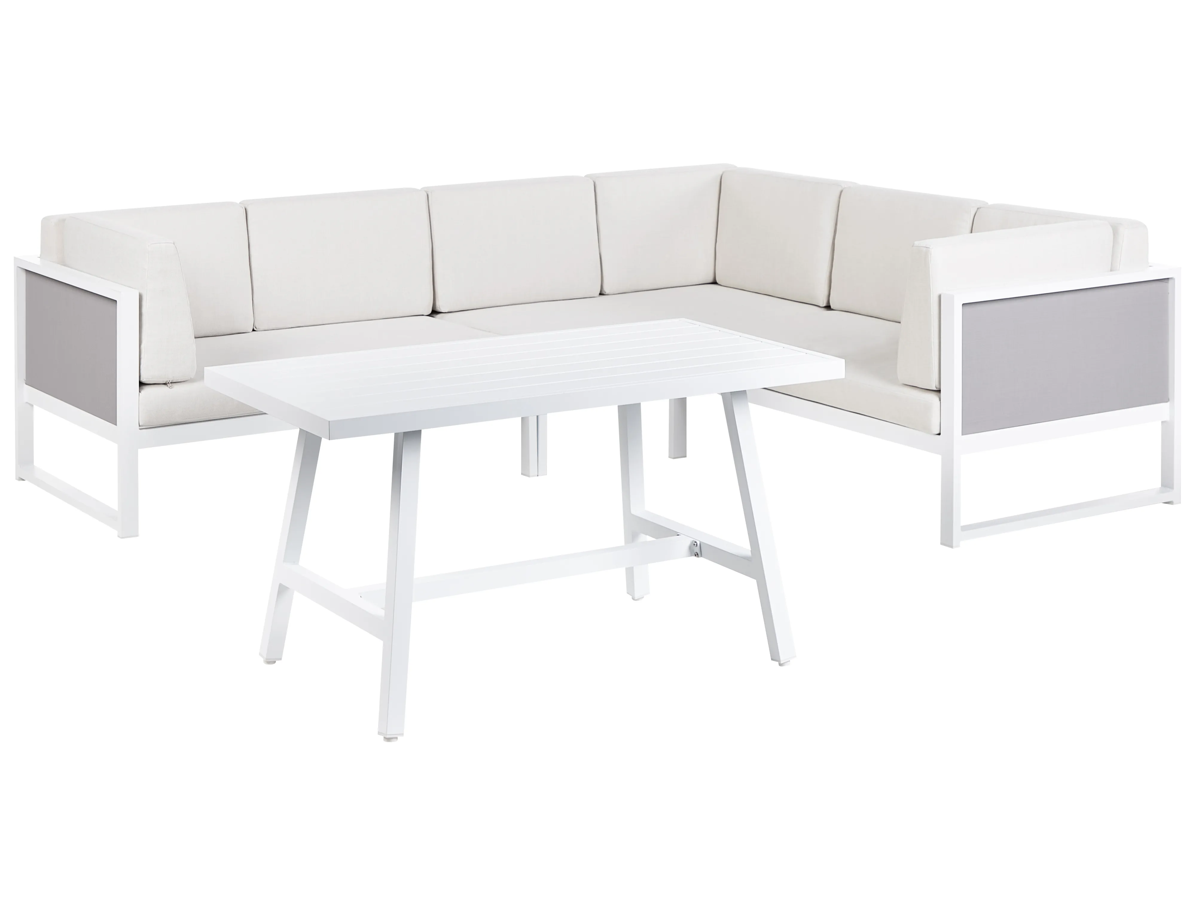 Tuin hoekloungeset met tafel 6-zits CASTELLA/FRATTE linkszijdig Metaal Gebroken wit