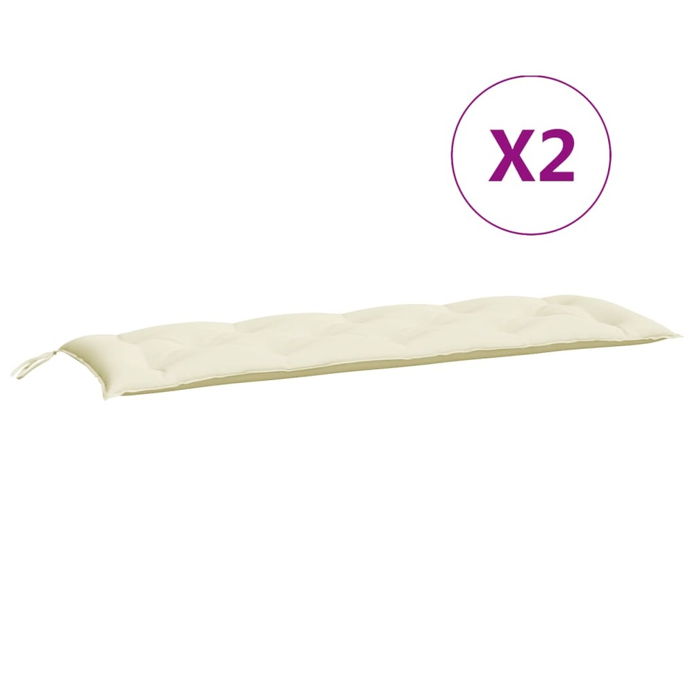 Coussins de banc de jardin 2 pcs blanc crème tissu oxford
