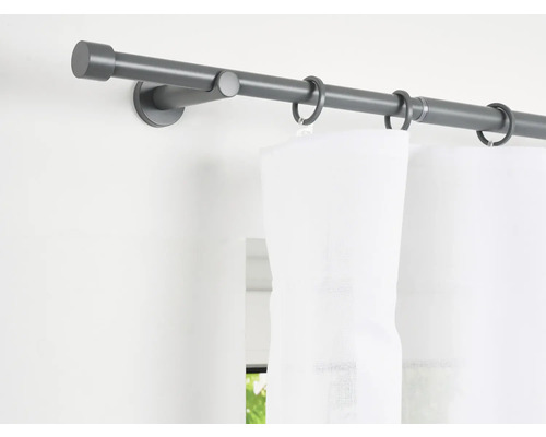 Uitschuifbare gordijnroedeset, Cosy donkergrijs, 120-210 cm, Ø 16/19 mm