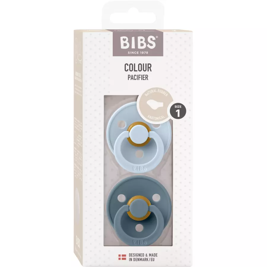 BIBS® Schnuller Colour Anatomischer Sauger Baby Blue & Petrol 0-6 Monate, 2 Stk.
